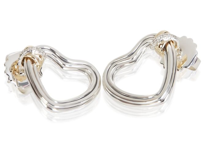 Autre Marque Orecchini John Hardy Yellow Gold & Sterling Silver Diamond Bamboo Heart - vista 4