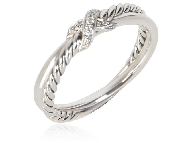 Anello Crossover X David Yurman in argento sterling e diamanti - vista 2