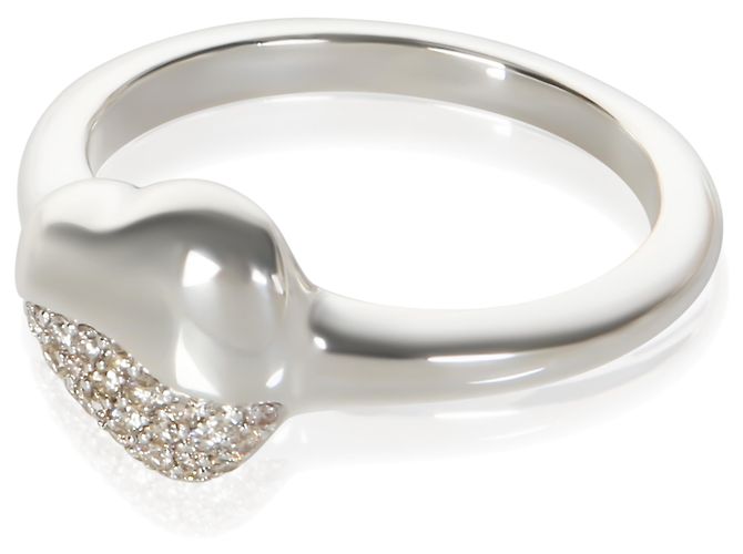 Autre Marque John Hardy Sterling Silver Diamond Pebble Heart Ring - Ansicht 3