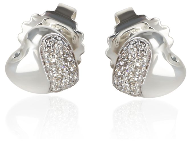 Autre Marque John Hardy Sterling Silver Diamond Pebble Heart Ohrringe - Ansicht 3