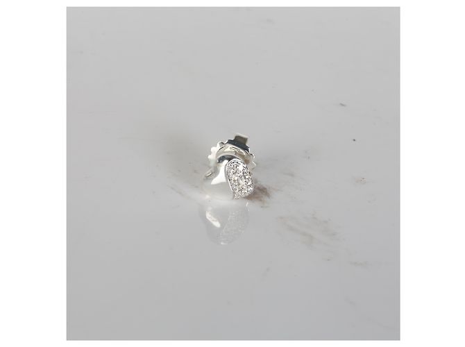 Autre Marque John Hardy Sterling Silver Diamond Pebble Heart Ohrringe - Ansicht 5