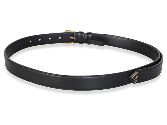 Prada Gürtel aus schwarzem Leder mit Dreiecks-Logo-Plakette 34/85 - Ansicht 4