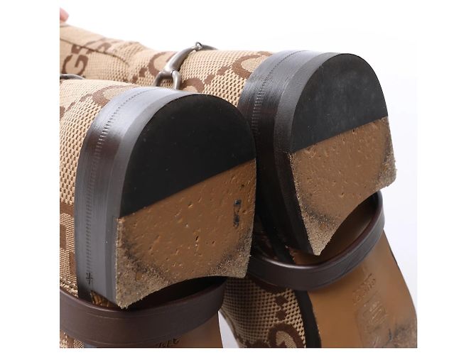 Gucci GG Canvas & Leder Long Boots in Brown 674673, Größe EU 37.5 - Ansicht 10