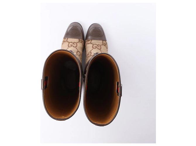 Gucci GG Canvas & Leder Long Boots in Brown 674673, Größe EU 37.5 - Ansicht 12