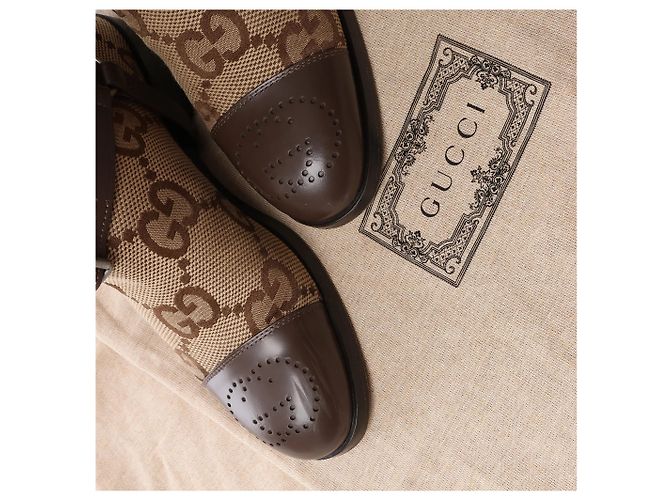 Gucci GG Canvas & Leder Long Boots in Brown 674673, Größe EU 37.5 - Ansicht 14