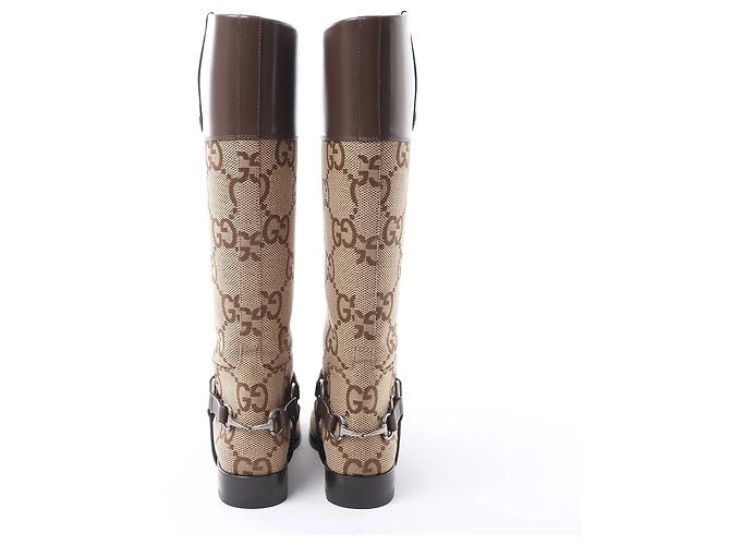 Gucci GG Canvas & Leder Long Boots in Brown 674673, Größe EU 37.5 - Ansicht 3