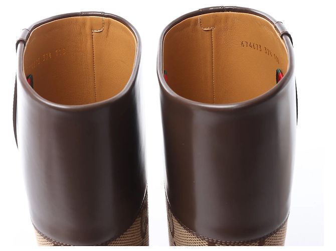 Gucci GG Canvas & Leder Long Boots in Brown 674673, Größe EU 37.5 - Ansicht 8
