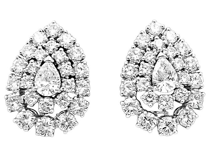 Orecchini Boucheron in platino e diamanti. - vista 2