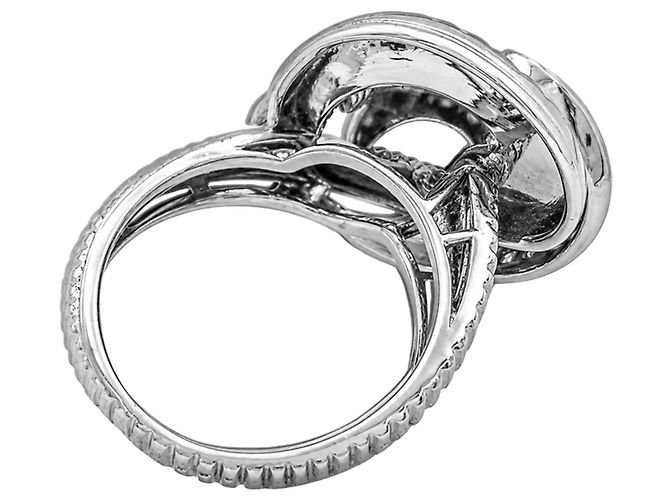 Autre Marque Anello "Tourbillon" in oro bianco, platino e diamanti. - vista 4