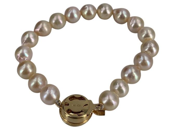Autre Marque Bracciale con perle Baroque Light Pink 9 mm e chiusura a spirale in tono oro testurizzato - vista 3