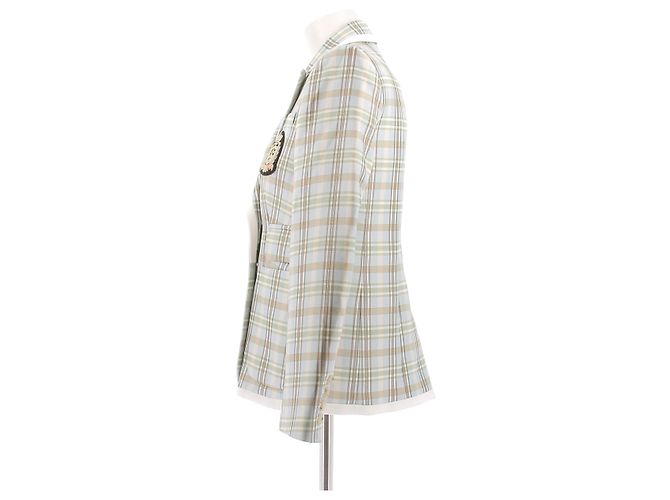 DMN Checkered Cotton Jacket Blue Size 34 - view 4