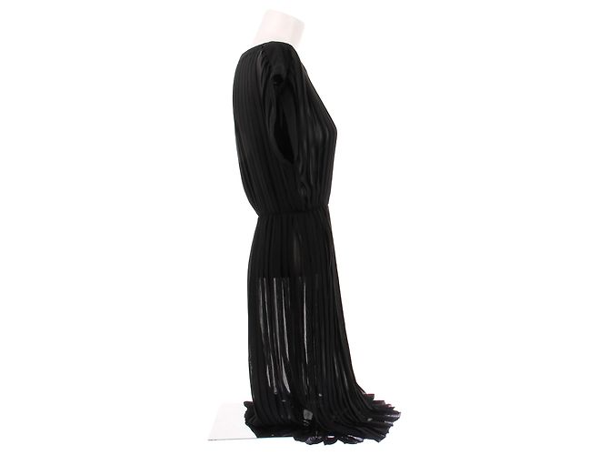 Vestido Hermès negro de seda plisado - vista 3