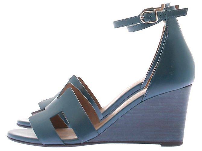 Hermès Sandali con zeppa « Legend » blu anatra - vista 2
