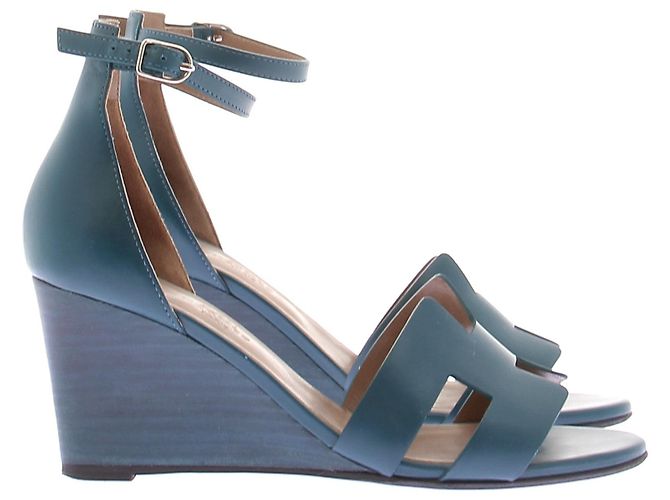Hermès Sandali con zeppa « Legend » blu anatra - vista 3