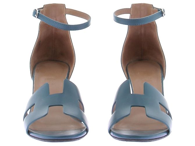 Hermès Sandali con zeppa « Legend » blu anatra - vista 4
