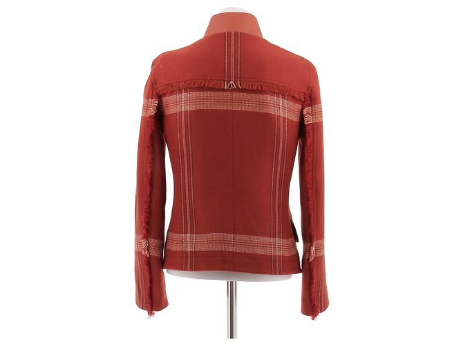 Hermès Perfecto de lana y cuero coral Roja - vista 2