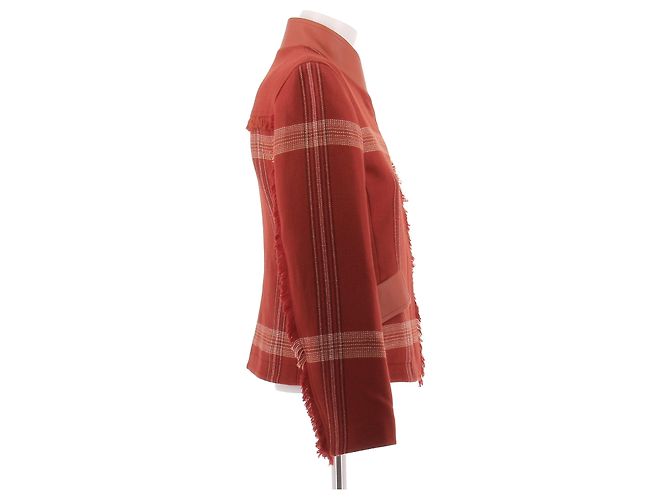 Hermès Perfecto de lana y cuero coral Roja - vista 3