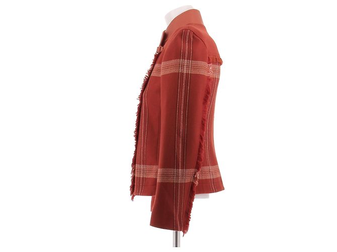 Hermès Perfecto de lana y cuero coral Roja - vista 4