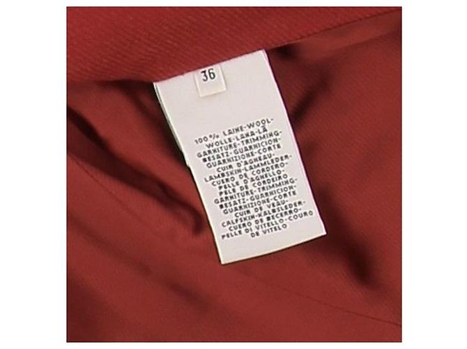 Hermès Perfecto de lana y cuero coral Roja - vista 5