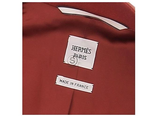 Hermès Perfecto de lana y cuero coral Roja - vista 6