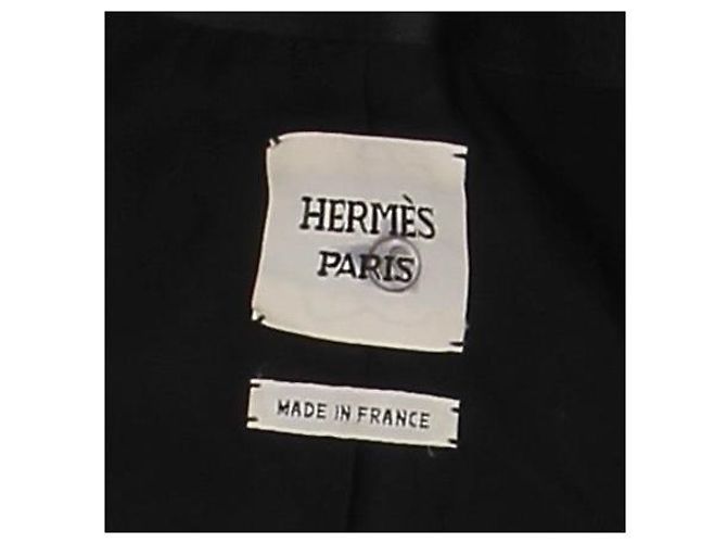 Hermès black wool jacket with leather details - view 5