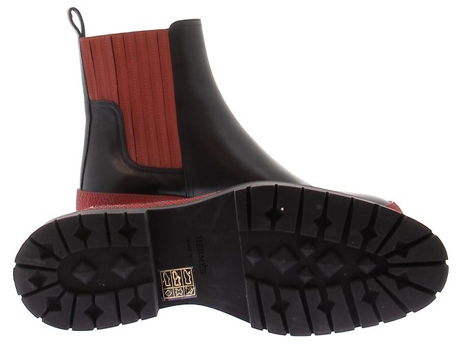 Hermès Stivaletti neri e terracotta Barque Nero - vista 6