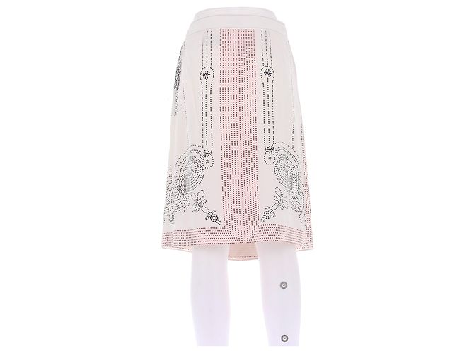 Jupe Hermès en soie beige avec détails de chaîne - vue 2