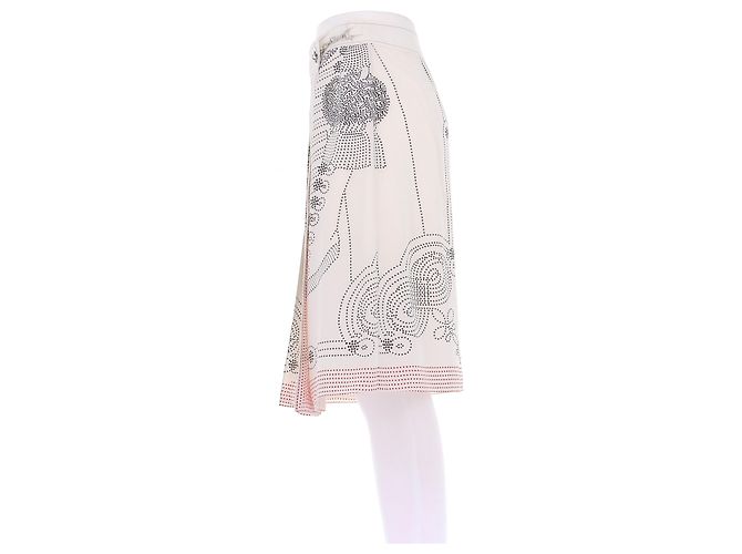 Jupe Hermès en soie beige avec détails de chaîne - vue 4