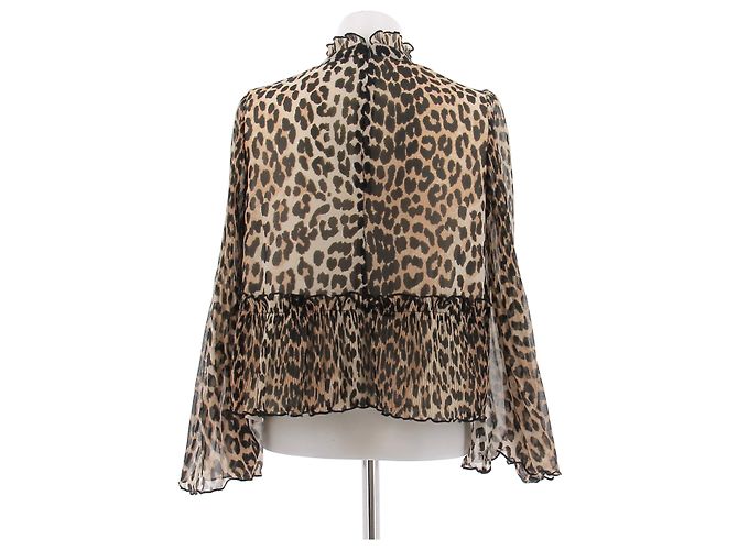 Ganni Blusa con estampado de leopardo Castaño - vista 2
