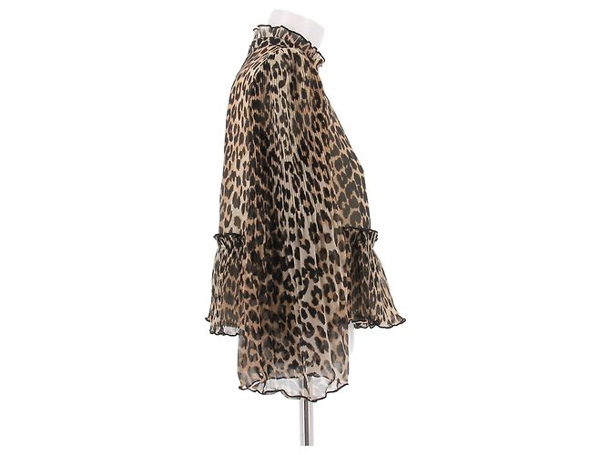 Ganni Blusa con estampado de leopardo Castaño - vista 3