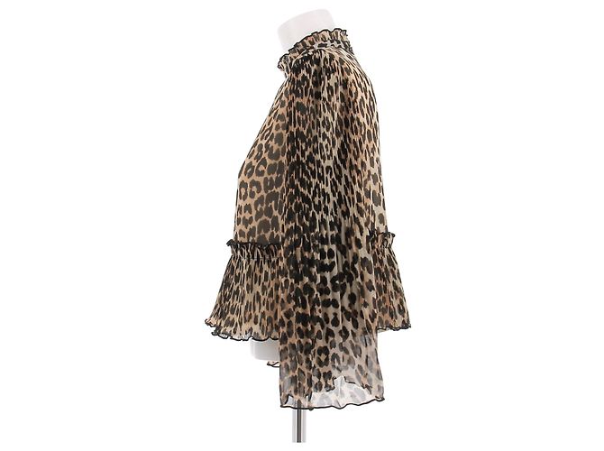 Ganni Blusa con estampado de leopardo Castaño - vista 4