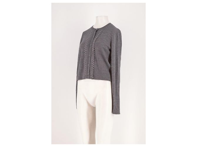 Autre Marque THE GARMENT Grauer Wollcardigan mit Stickerei - Ansicht 3