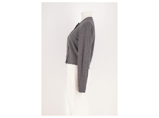 Autre Marque THE GARMENT Grauer Wollcardigan mit Stickerei - Ansicht 4