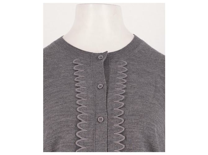 Autre Marque THE GARMENT Grauer Wollcardigan mit Stickerei - Ansicht 5