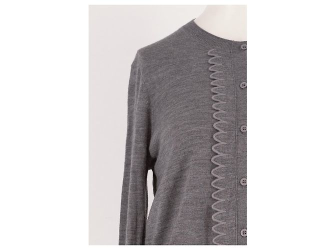 Autre Marque THE GARMENT Grauer Wollcardigan mit Stickerei - Ansicht 6