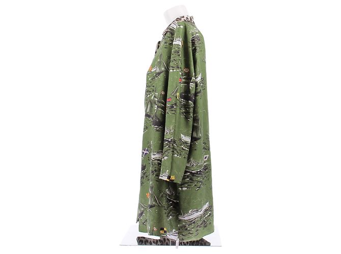 La Prestic Ouiston Abrigo de seda estampado verde - vista 4