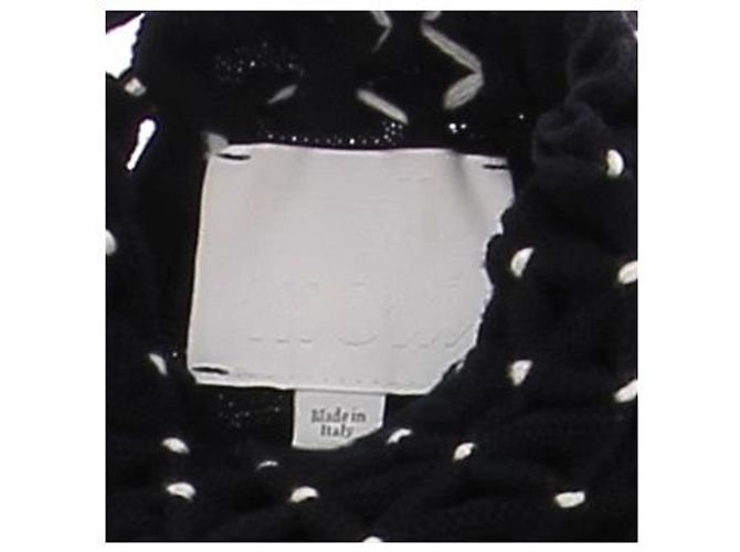 Autre Marque Marineblauer Rollkragenpullover mit weißen Punkten - Ansicht 6