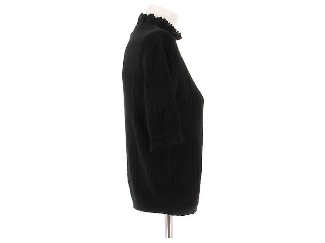 Autre Marque Schwarzer Rollkragenpullover mit Dreiviertelärmeln - Ansicht 3