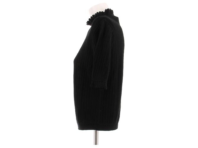 Autre Marque Schwarzer Rollkragenpullover mit Dreiviertelärmeln - Ansicht 4
