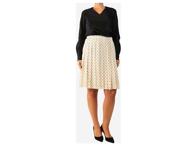 Prada Saia plissada de bolinhas pretas e off-white - size UK 10 - vista 2