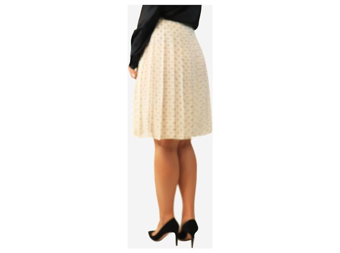 Prada Saia plissada de bolinhas pretas e off-white - size UK 10 - vista 3