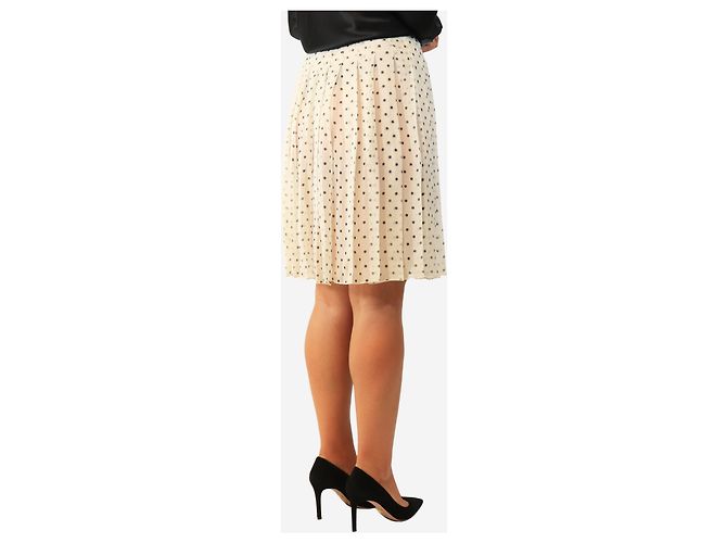 Prada Saia plissada de bolinhas pretas e off-white - size UK 10 - vista 4
