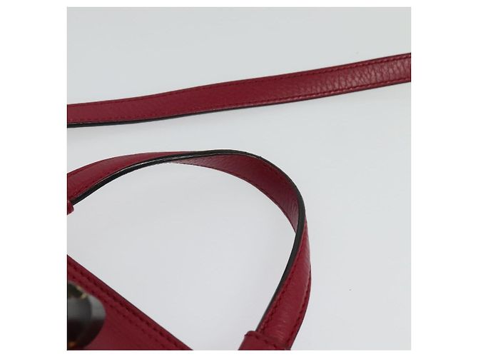 GUCCI Bamboo Daily Hand Bag Leather 2way Red Silver 370831 - vista 14