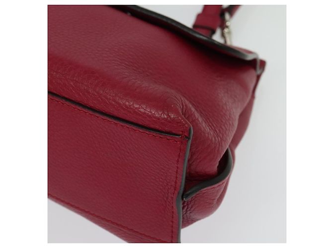 GUCCI Bamboo Daily Hand Bag Leather 2way Red Silver 370831 - vista 16