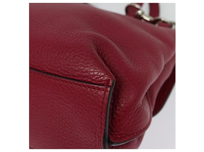GUCCI Bamboo Daily Hand Bag Leather 2way Red Silver 370831 - vista 18