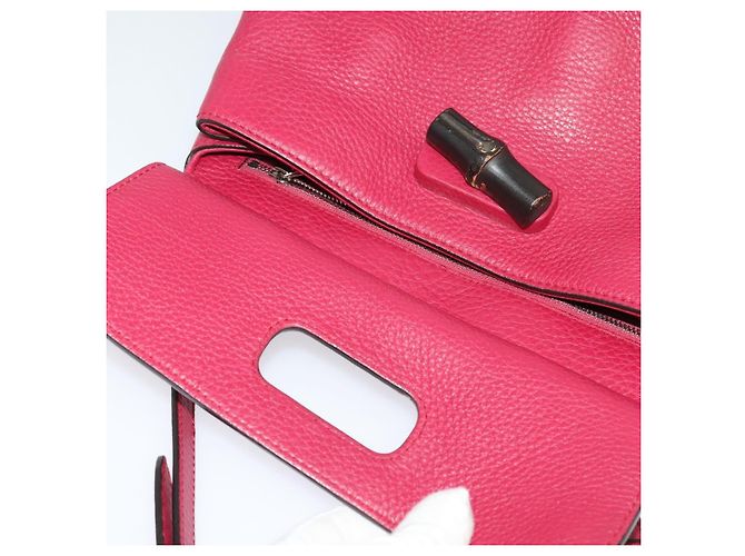 GUCCI Bamboo Daily Hand Bag Leather 2way Red Silver 370831 - vista 19