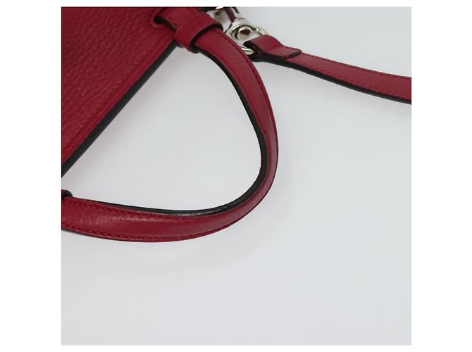 GUCCI Bamboo Daily Hand Bag Leather 2way Red Silver 370831 - vista 7