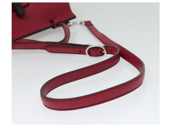 GUCCI Bamboo Daily Hand Bag Leather 2way Red Silver 370831 - vista 8