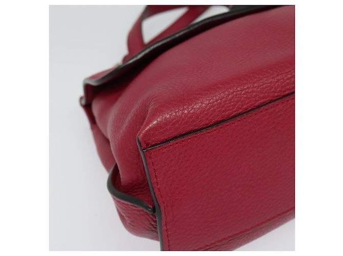 GUCCI Bamboo Daily Hand Bag Leather 2way Red Silver 370831 - vista 9