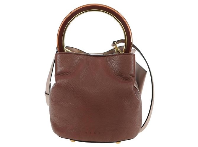 MARNI Panniers Hand Bag Leather 2way Beige Gold - vista 13